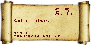 Radler Tiborc névjegykártya